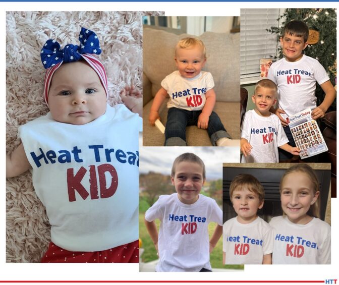 7 smiling children with their Heat Treat Kids t-shirts