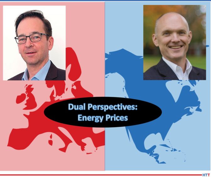 Faces of two men on the backdrop of a map of their respective countries