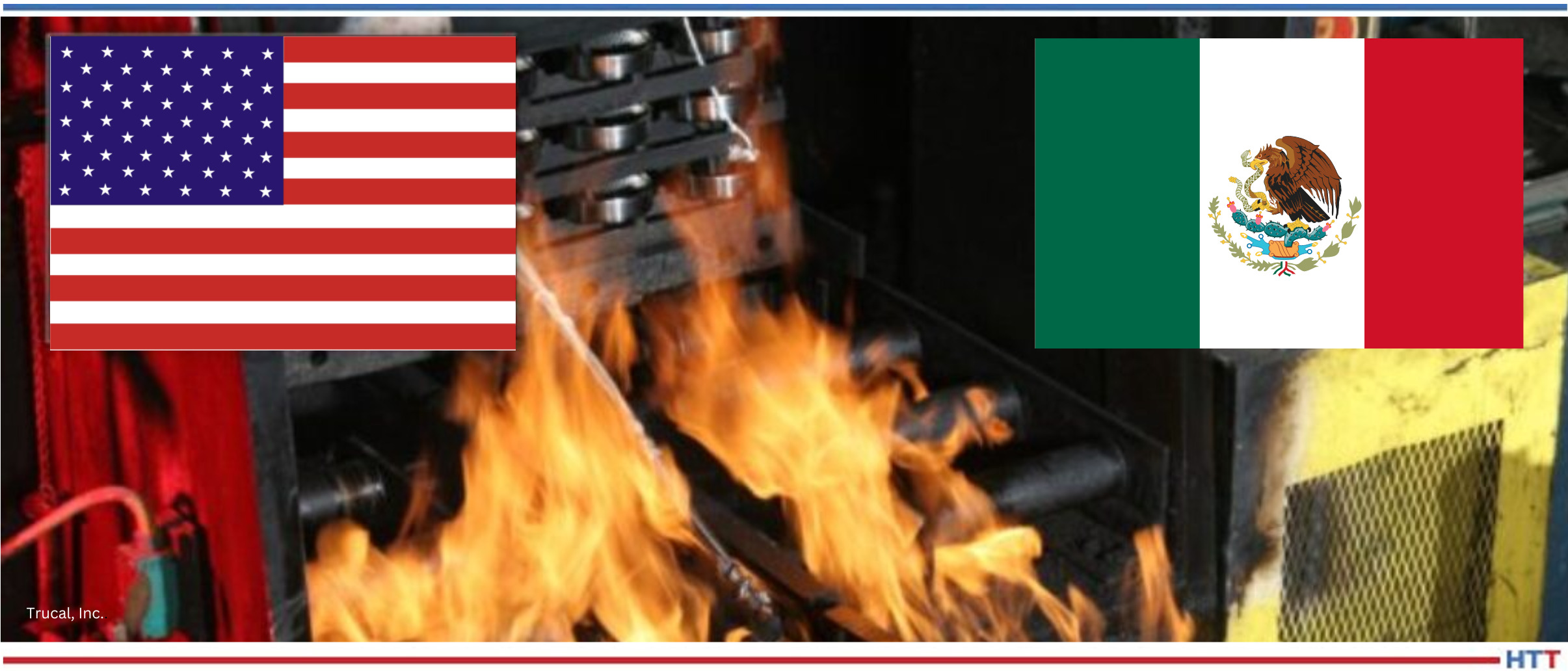 Furnace with U.S. and Mexican flags