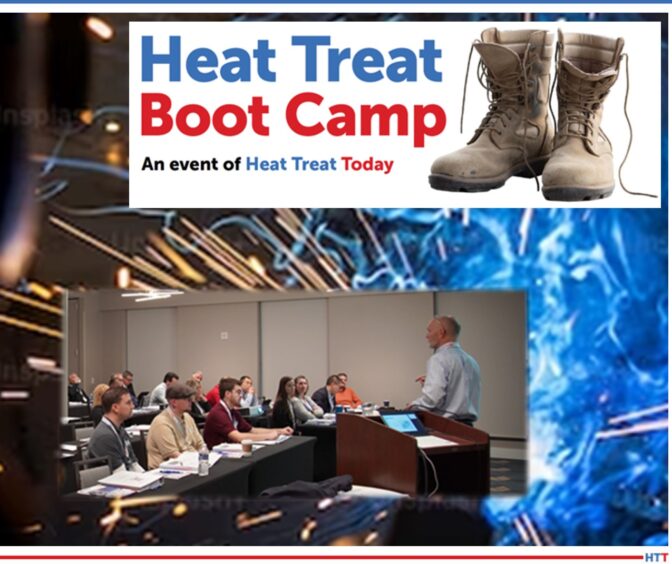 A pair of military boots next to Heat Treat Boot Camp logo