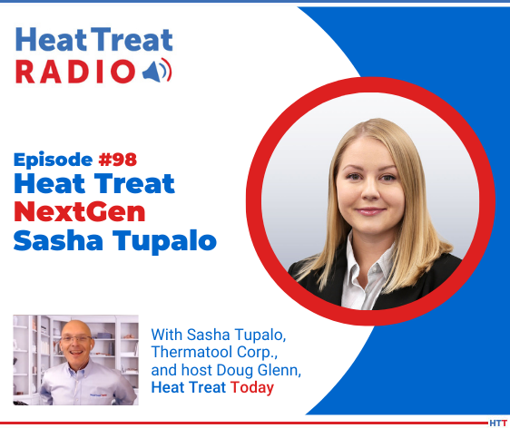 Heat Treat Today Radio Logo and Picture of guest, smiling, young professional woman