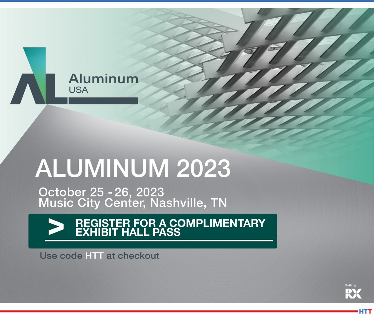 Logo, dates, and location for Aluminum USA 2023
