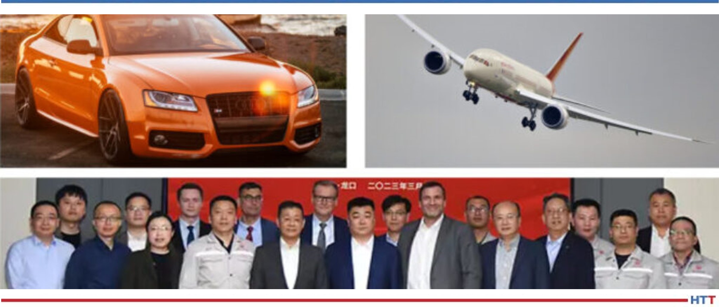 A group of industry professionals taking a photo next to a car