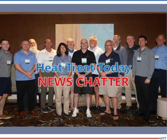 2 rows of smiling people behind “Heat Treat News Chatter” logo