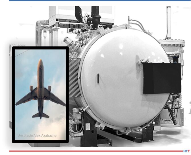 white vacuum furnace with an airplane in a small picture bottom left