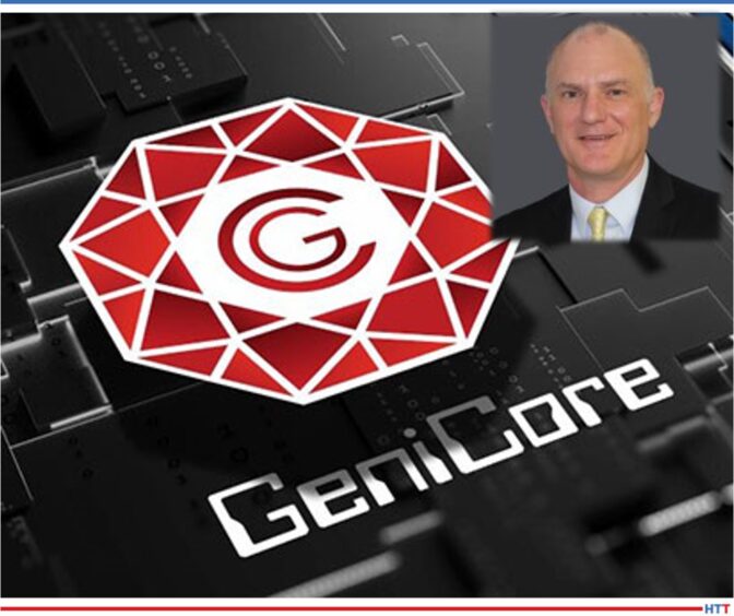 A “GC” logo for GeniCore with an inset headshot of man in a suit