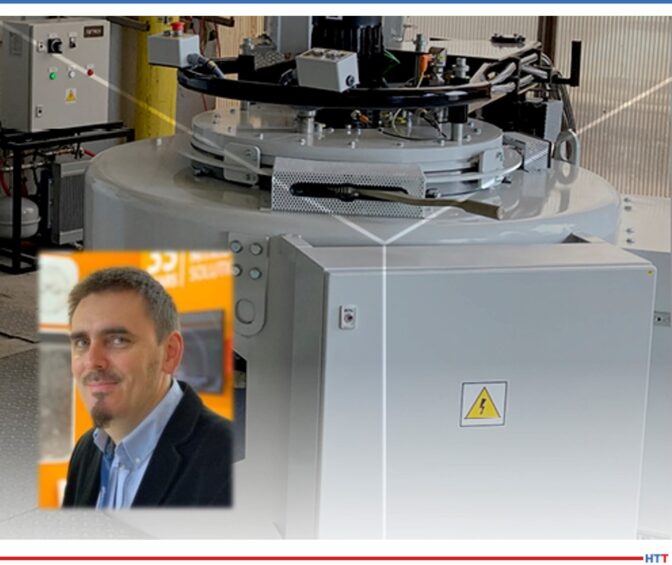 Sizable, white furnace and inset headshot of a smiling man