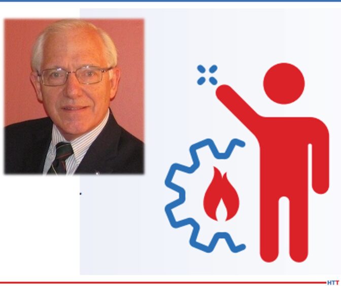 waving figure overlaid with an headshot of a man wearing a shirt and tie