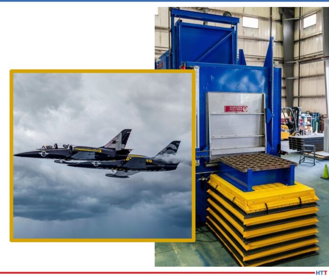 Large, blue furnace and a picture of two airplanes