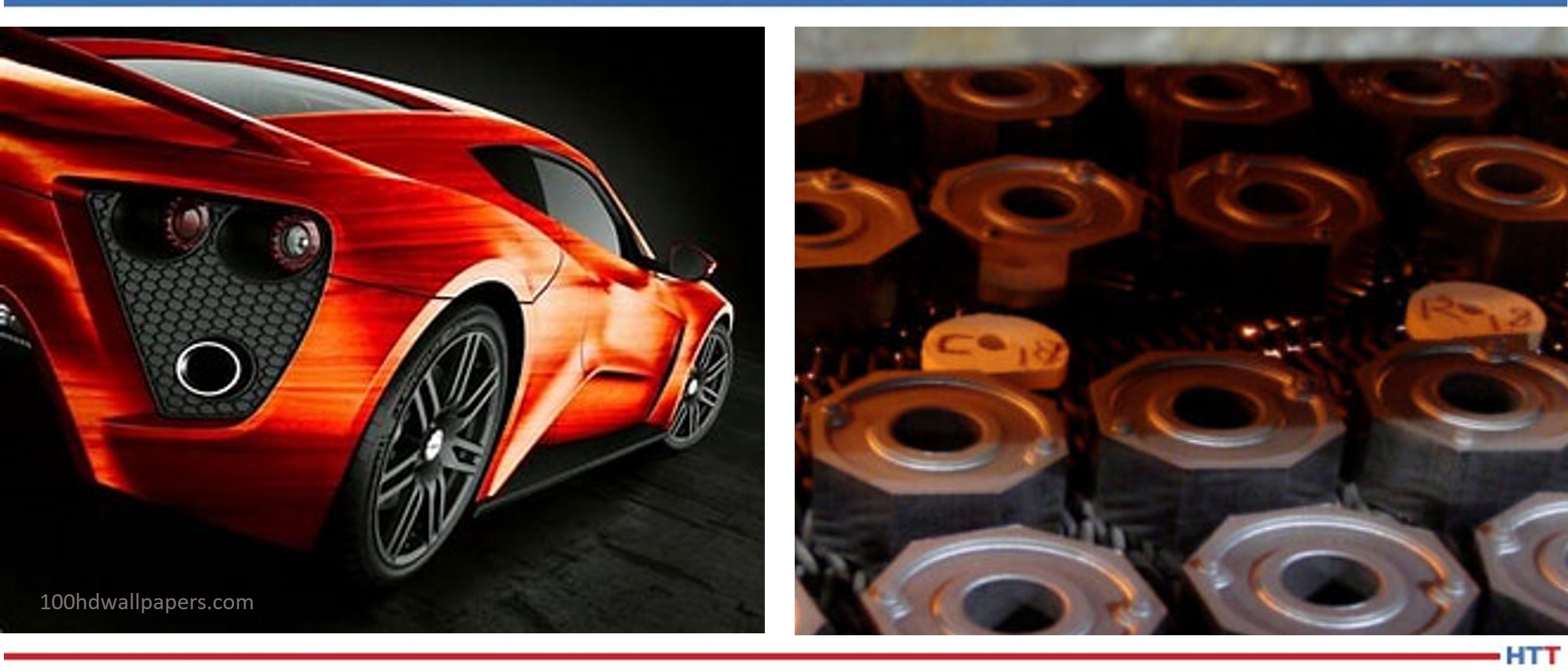 Ceramic Disks in a Furnace next to a red car