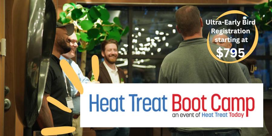 Heat Treat Boot Camp logo on image of attendees laughing