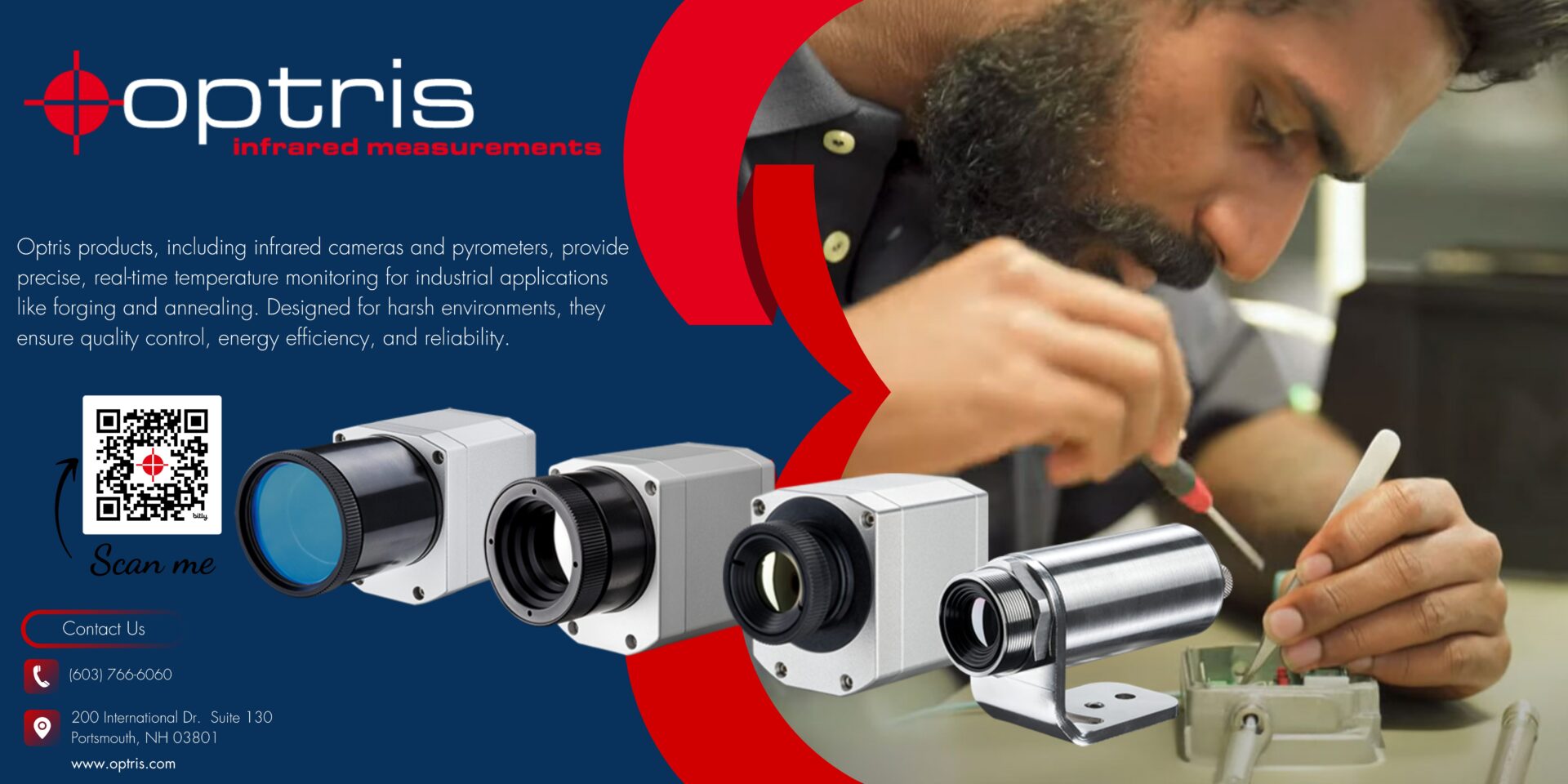 Blue and red Optris infrared measurements advertisement